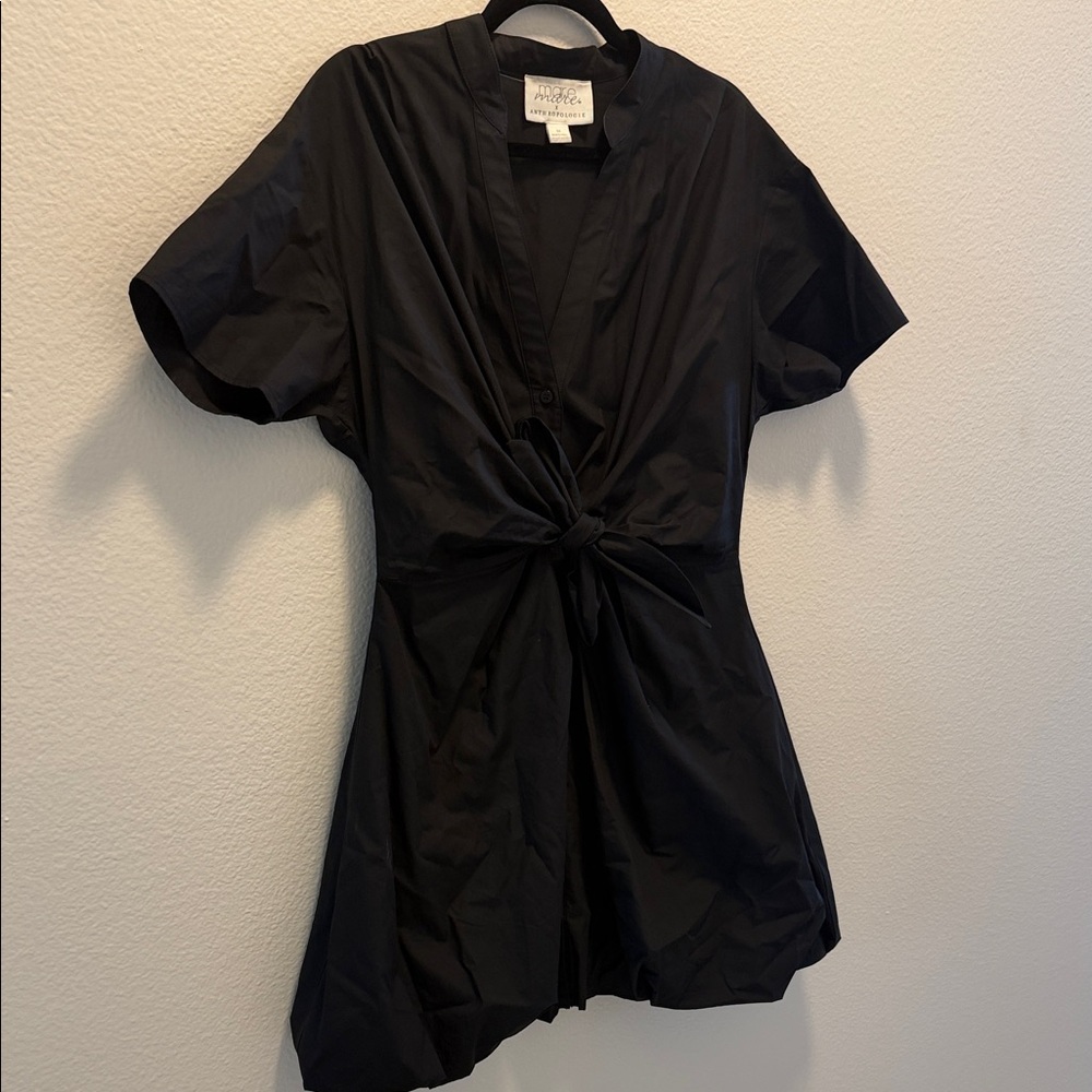 Anthropologie Black Button Down Shirt with Knot Detail